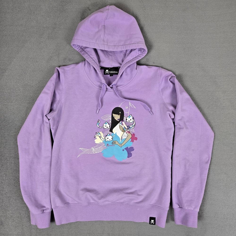 Tokidoki Hoodie Youth Large Womens Small Purple Tatoo Koi‎ Fish Pullover Y2k VTG